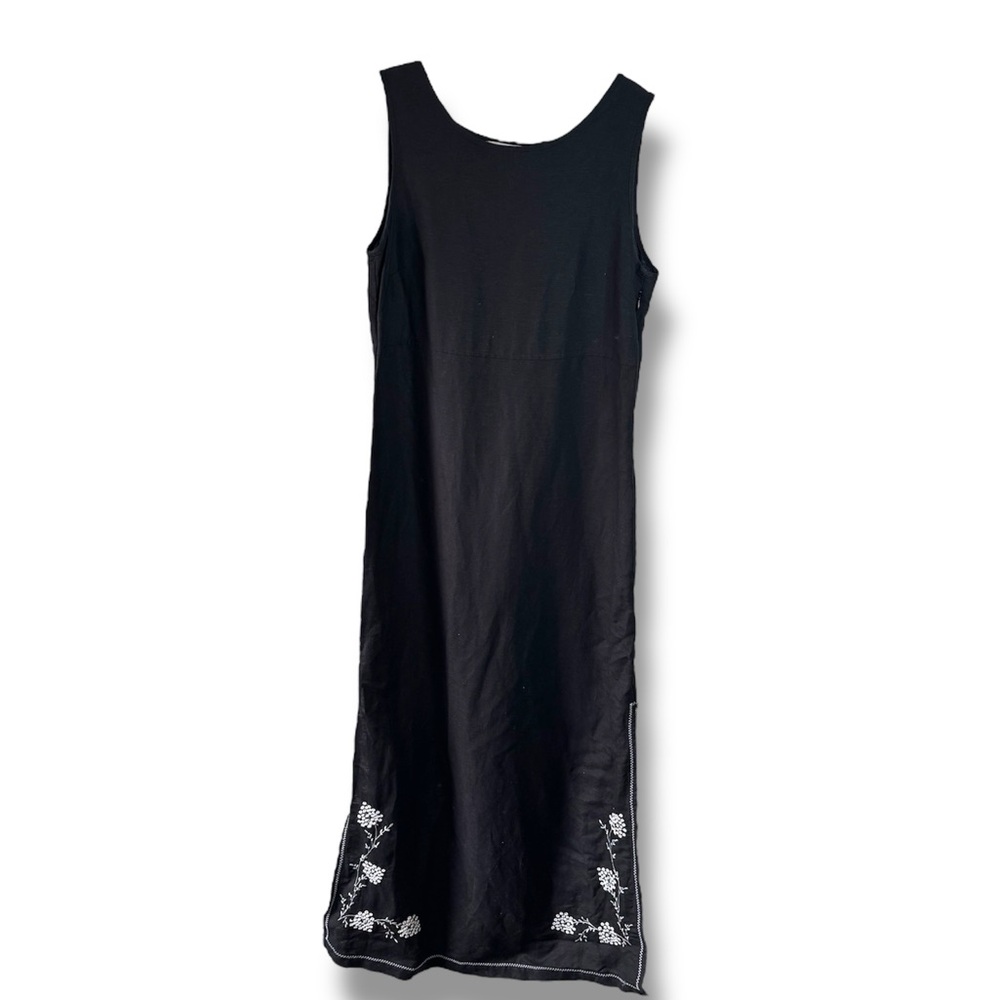 Y2K Floral Embroider Black Maxi Dress